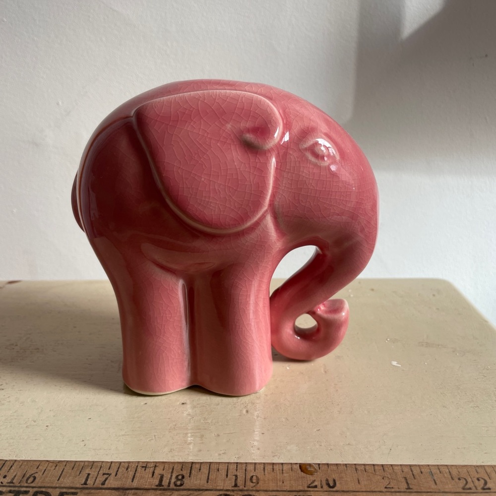 Vintage pink ceramic elephant bank